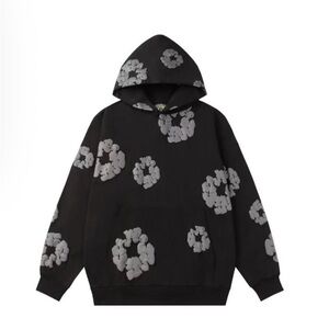 Black and Gray Floral Men's Hoodie